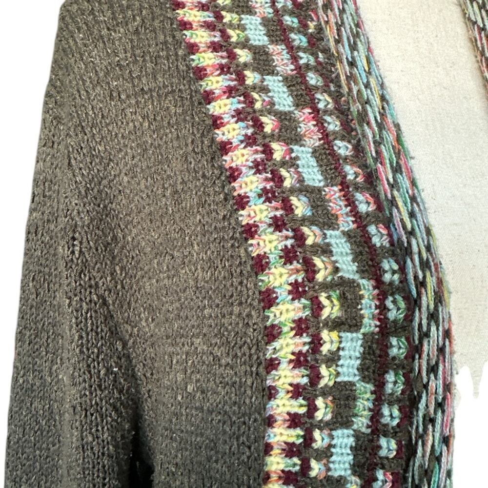 Camile & Co Boho Fringe Chunky Knit Cardigan Sweater Duster Multicolor Size L - Picture 8 of 10